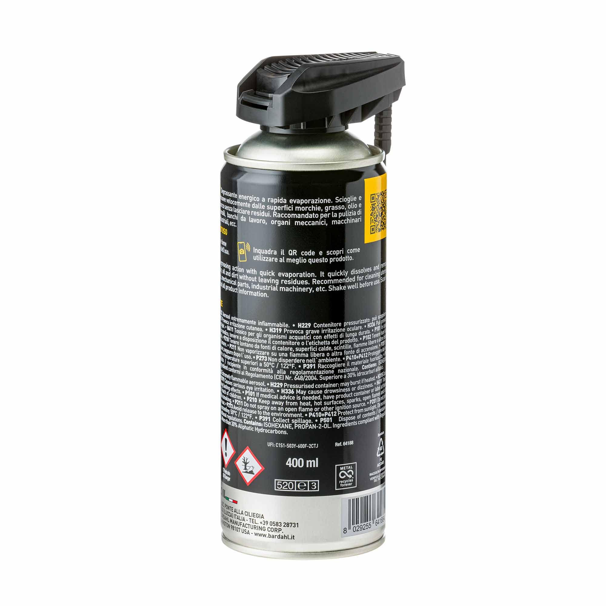 Bardahl K9 - Pulitore Superiore Sgrassante Multiuso, Rimuove Efficacemente Olio, Grasso, Sporco e Polvere, Sgrassatore Professionale per Plastica, Gomma e Metalli, ad Asciugatura Rapida, 400 ml