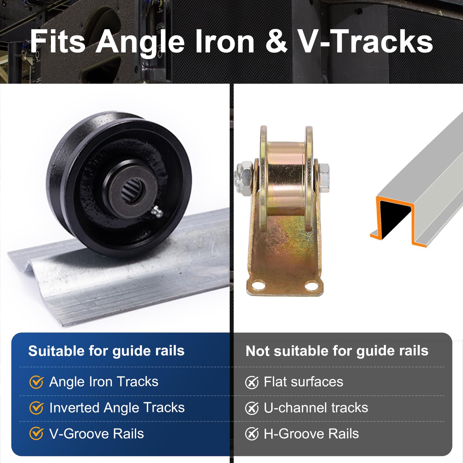 4" x 1.5" V-Groove Steel Wheel, 7/8" Wide 90° Groove Fits 1" Angle Iron Track, Heavy Duty Industrial Track Wheel with Relief Groove, High Load Capacity（2 Pack） — Amazon image 5