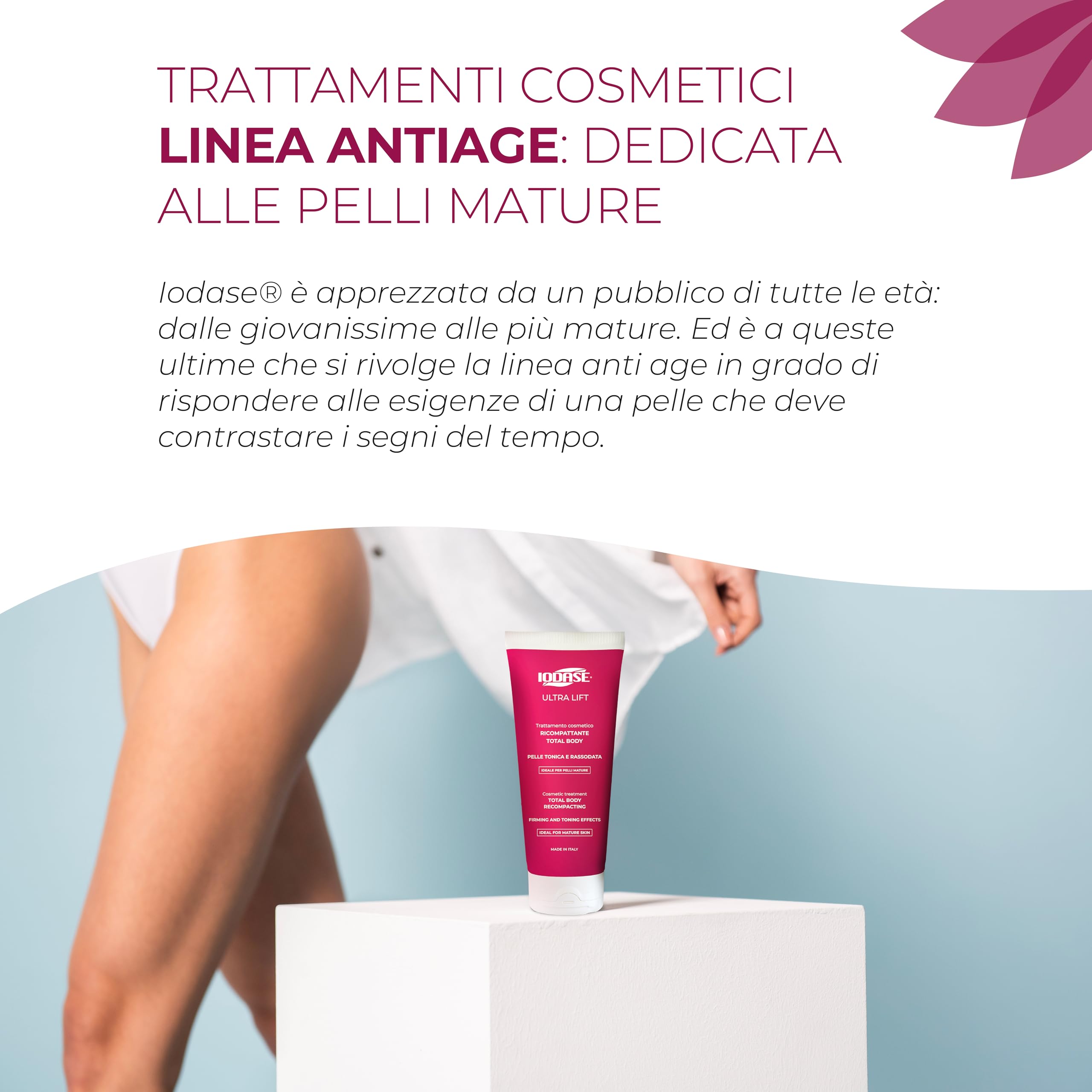 Iodase Crema Corpo Ricompattante 200ml, Pelle Tonica e Compatta, con Collagene e Oli Naturali Attivati, Migliora Elasticità, Densità e Compattezza, Ideale per Pelli Mature e Lassità Cutanea