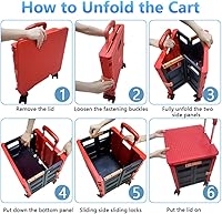 Vista 206 de FELICON SELORSS - Carrito plegable portátil con ruedas para subir escaleras y ruedas giratorias de 360°, mango telescópico, caja de plástico