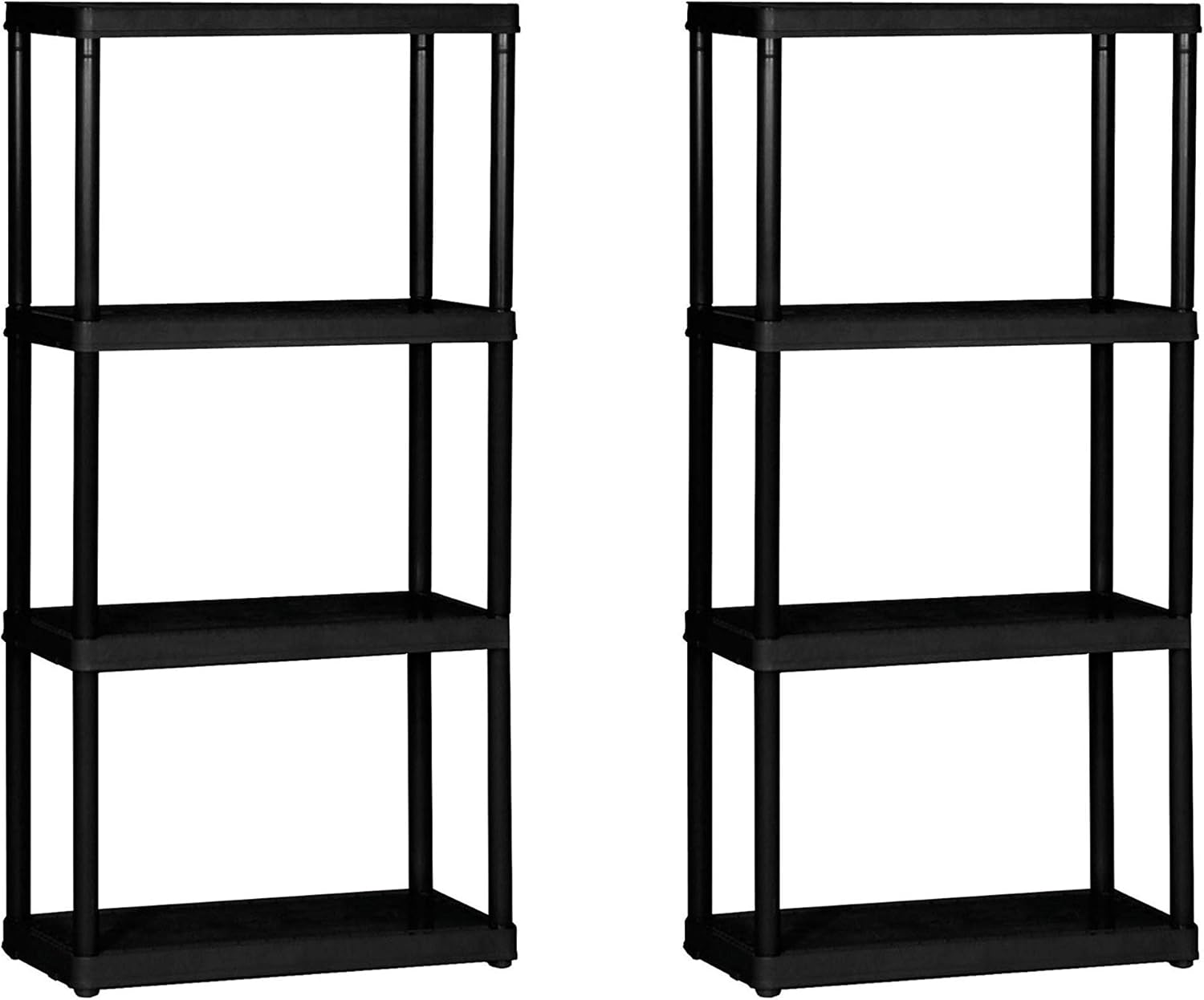 Gracious Living 48 Inch 4 Shelf Heavy Duty Light Weight Garage or Indoor Storage Unit Holds Up to 220 Pounds with Easy Assembly (2 Pack), Black : Home & Kitchen