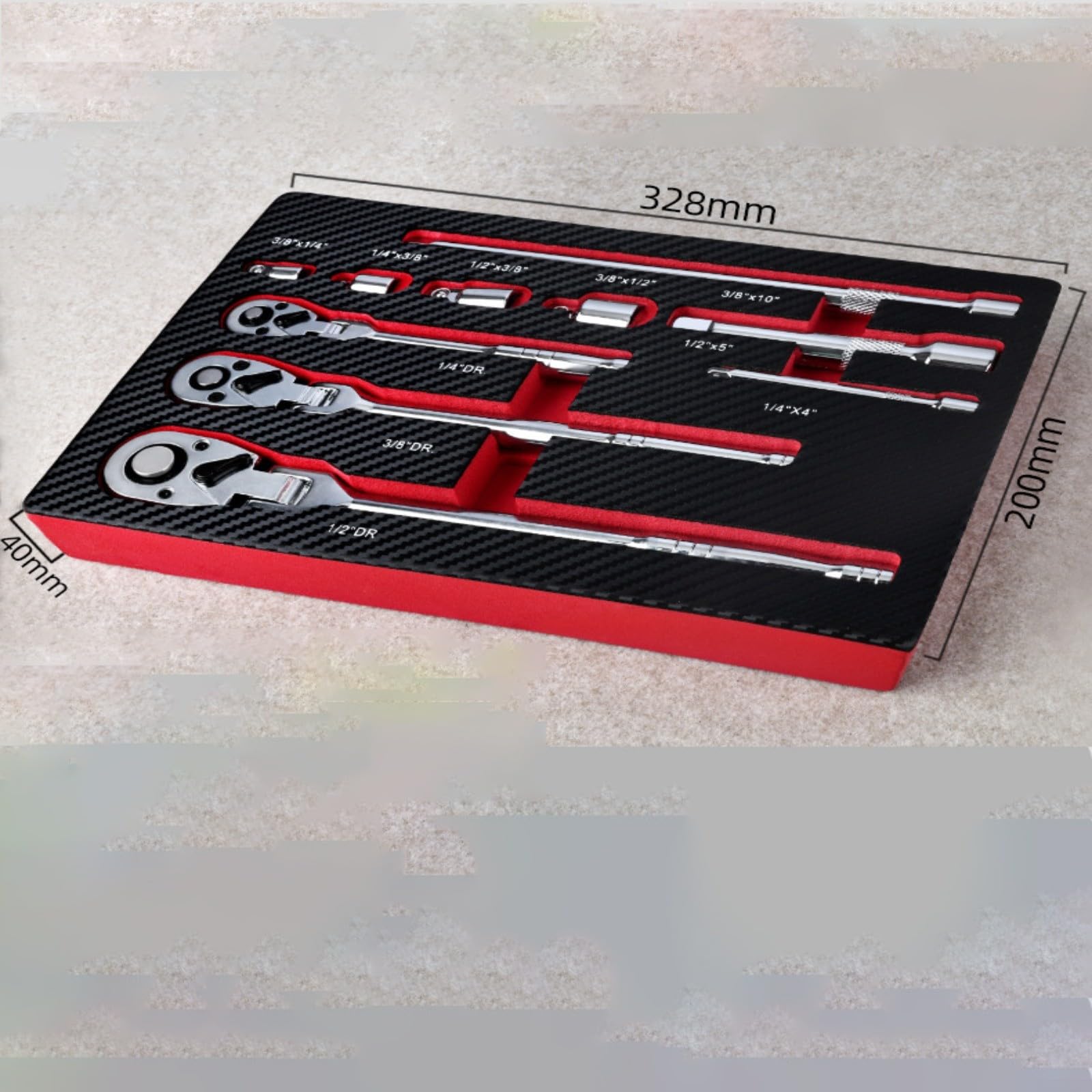 Juego de llaves de carraca reversibles de 72 dientes, acero al cromo vanadio con extensor para adaptadores de barras de 1/4 pulgadas, 3/8 pulgadas, 1/2 pulgada