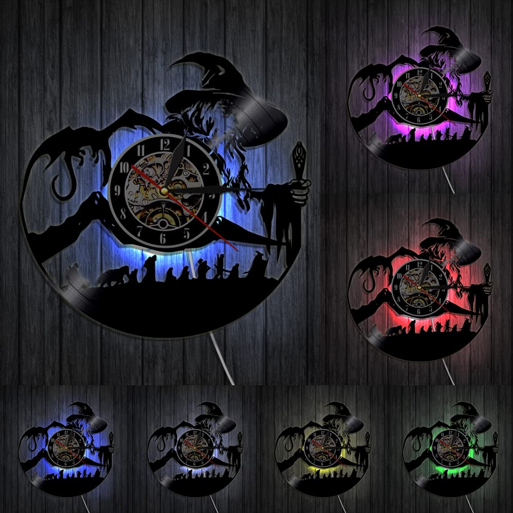 Orologio da parete in vinile, a tema "Il signore degli anelli" con funzione di luce notturna a LED, un orologio da parete regalo per gli innamorati.