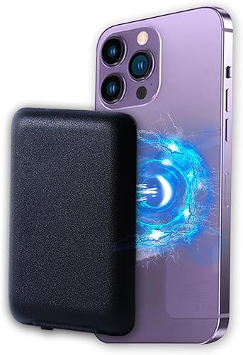 LLJQZJ Cargador portátil inalámbrico magnético, batería magnética de 8000 mAh, batería externa de carga rápida PD de 15 W, compatible con iPhone
