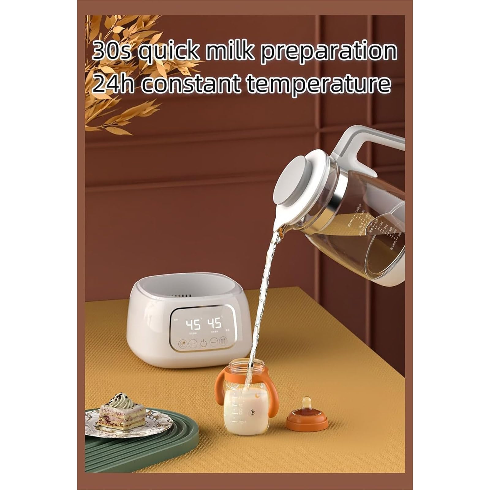 bollitore Elettrico in Vetro 1.3L con Controllo della Temperatura, 72H Mantenere Caldo, bollire Veloce, Display Touchscreen, Materiale borosilicato Sicuro, Bianco