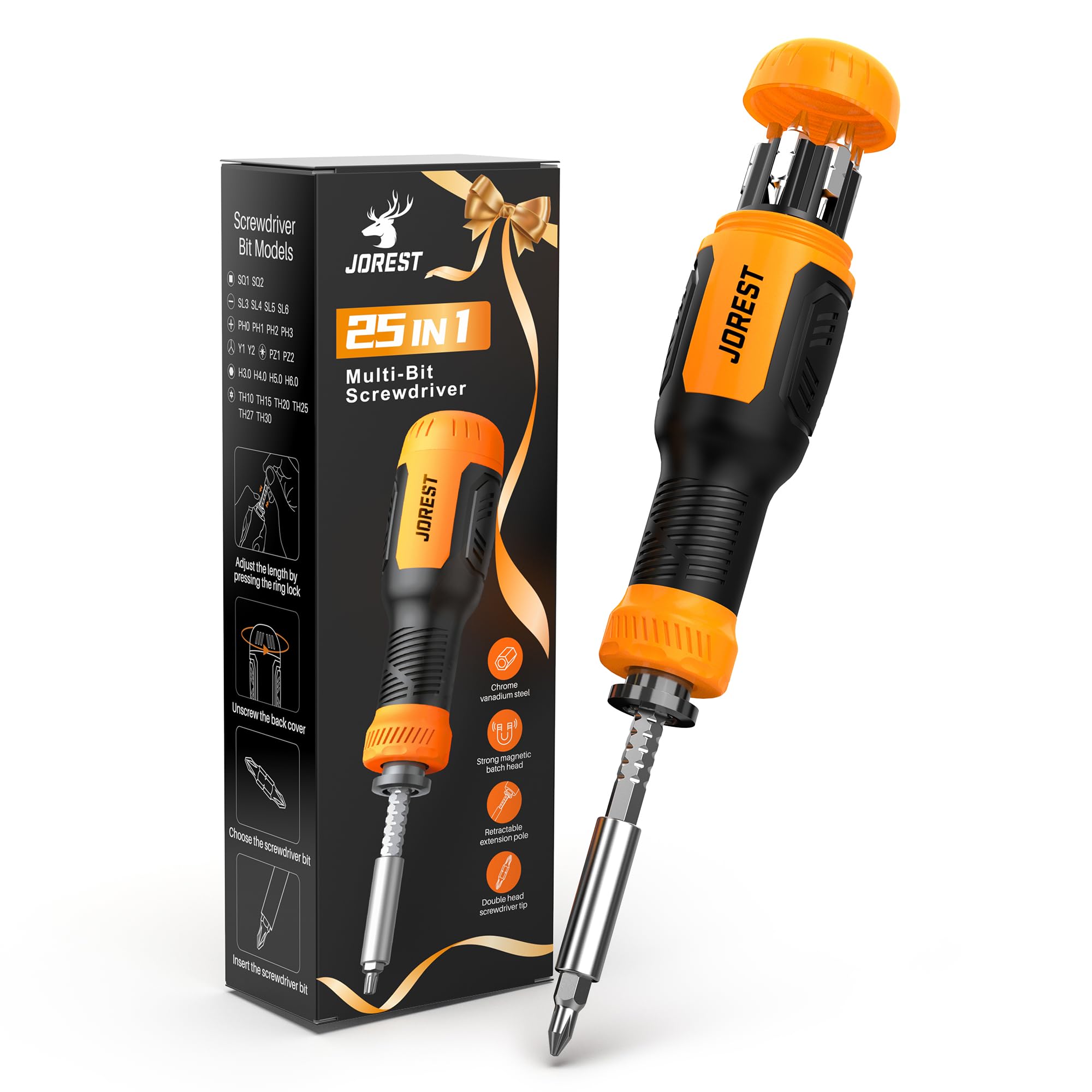 Jorest 25 in 1 Multi Bit Schraubendreher Set, Geschenke für Männer, Mini Schraubendreher mit Torx, Schlitz, Kreuzschlitz, Sechskant, Pozidriv, Magnetische Repair Hand Tool for Gameboy, MacBook