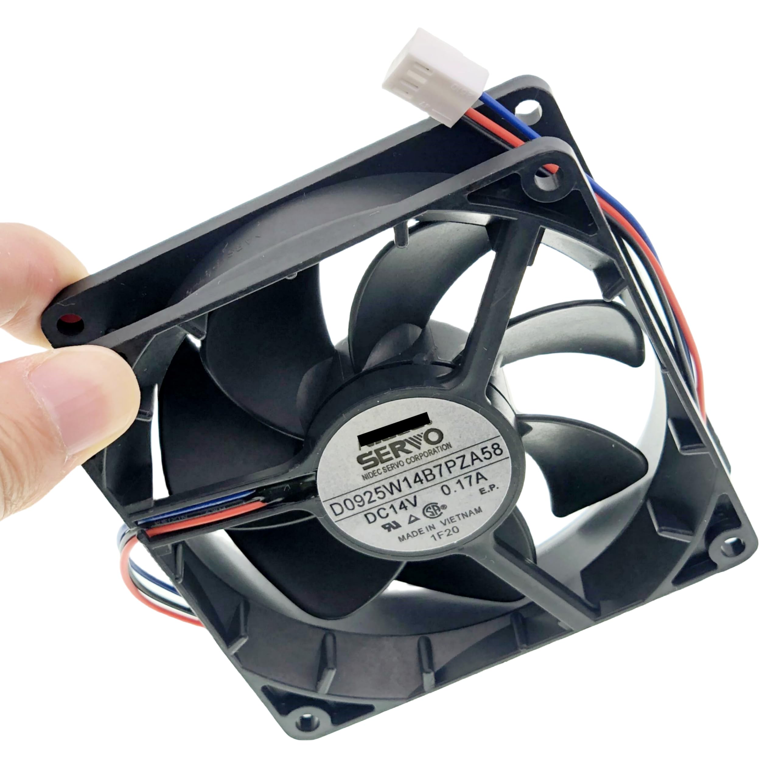Ventilador de refrigeración para D0925W14B7PZA58 DC14V 0.17A 9225 Ventilador de refrigeración silencioso impermeable 3 cables Tamaño: 92 x 92 x 25 mm