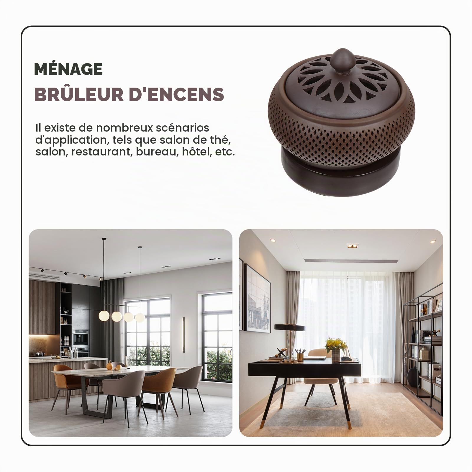 Doitool BrûLeur D'Encens ÉLectrique avec Minuterie Et RéGlage De La TempéRature Encensoir pour Salon Bureau HôTel DéCoration Portable 4.72X4.72X4.13In