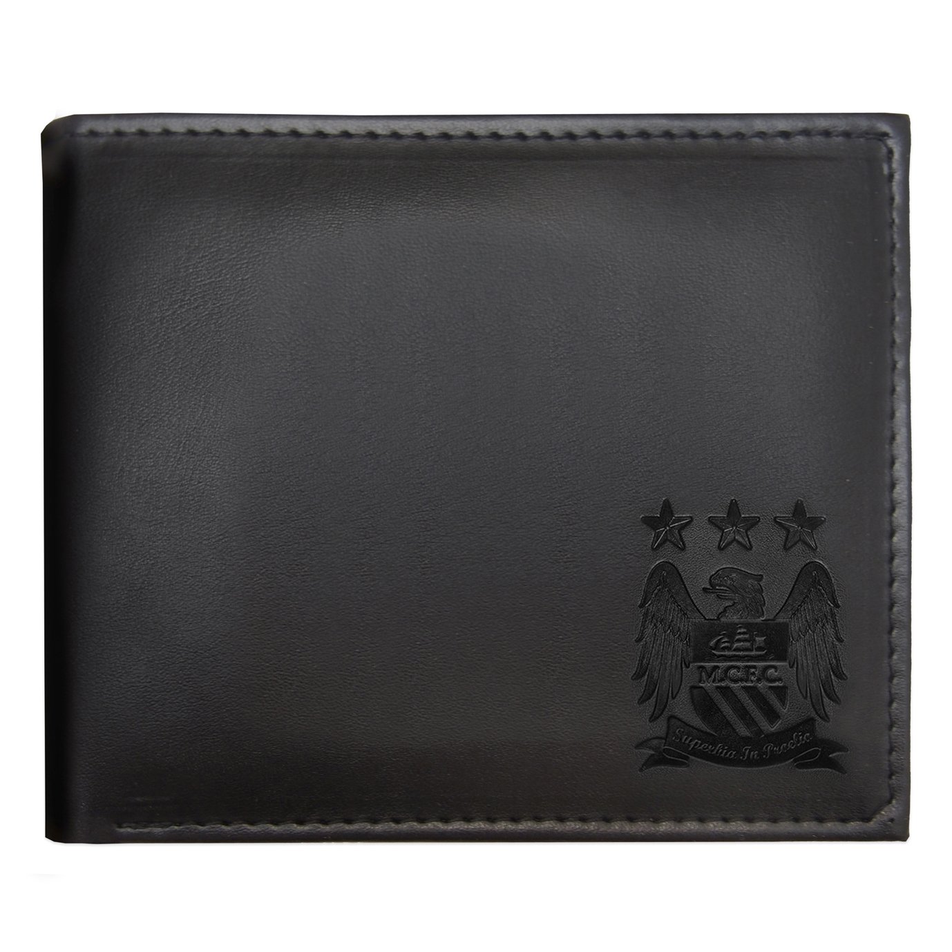 Manchester City FC Official Soccer Gift Embossed Crest Stadium Wallet Black