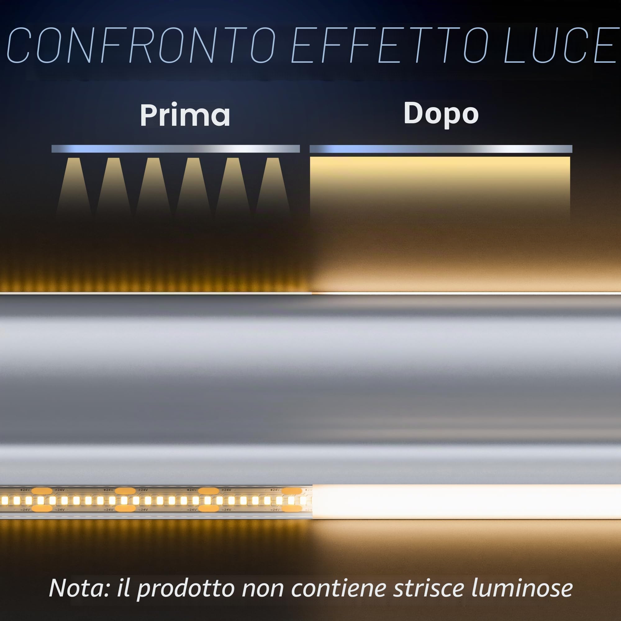 15× Profilo LED Angolare 45° 2M, in Alluminio Bianco per Strisce fino a 9,6 mm, per Illuminazione Indiretta
