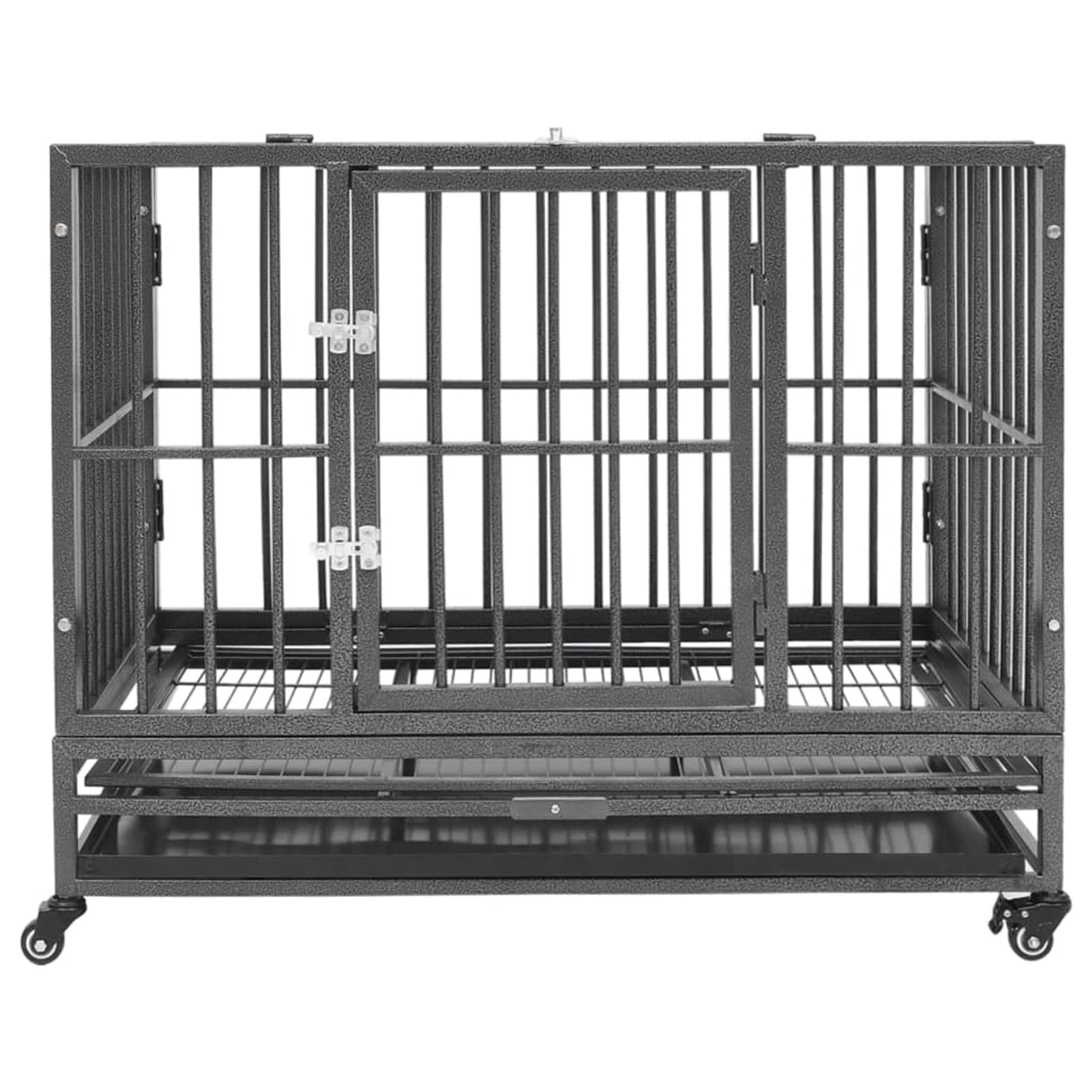 Homgoday Klatka dla psa, klatka dla psa ze stalowymi kołami 102 x 72 x 85 cm, klatka dla psa wewnętrzna klatka dla psa Kennel dla psów klatki dla psów ogrodzenie dla psów na zewnątrz