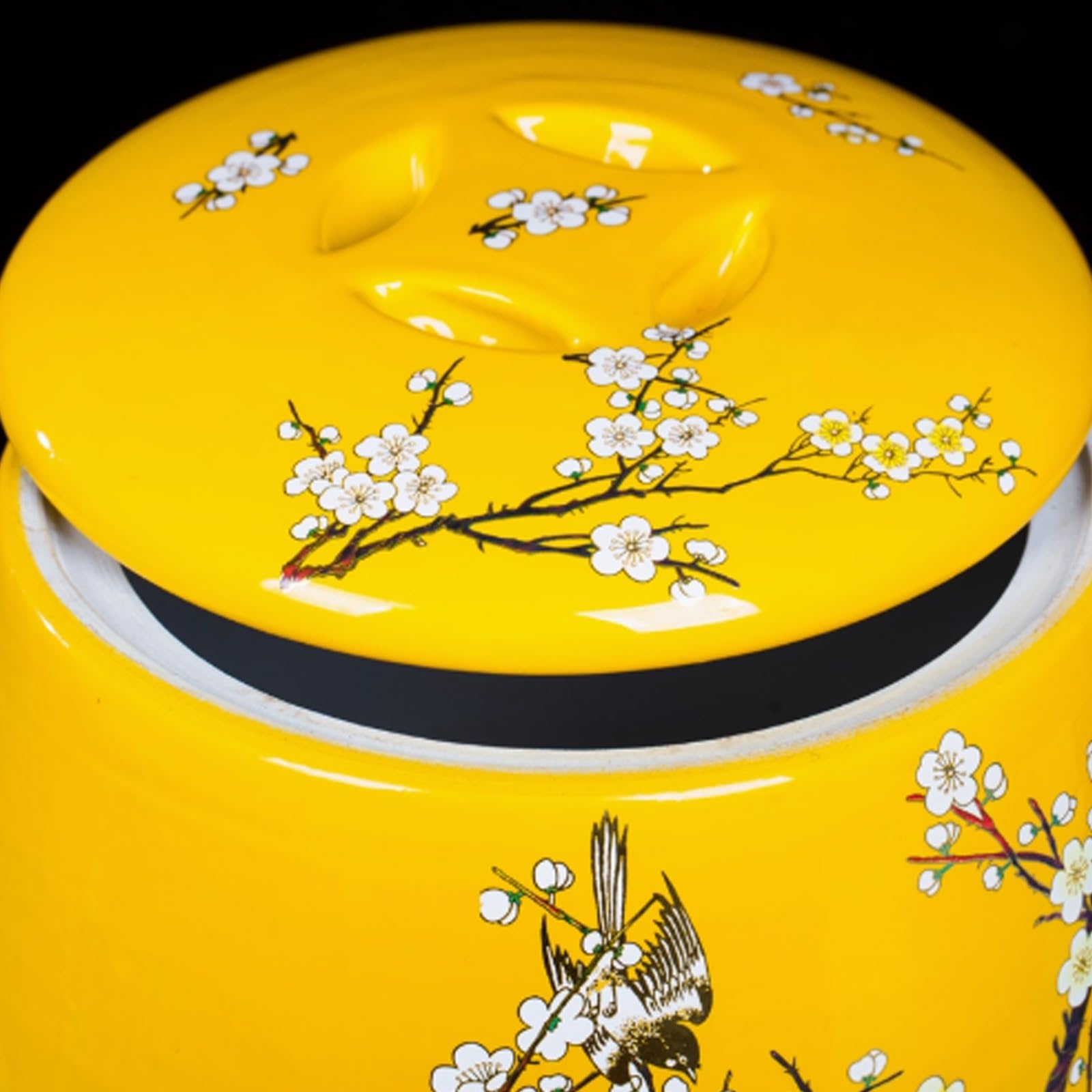 Barattolo per Alimenti，Barattolo da Cucina sigillato con Coperchio, Dispenser per Cereali，Contenitori in Ceramica per Alimenti Contenitore in Ceramica per Cereali e Riso(Yellow,12.5kg)