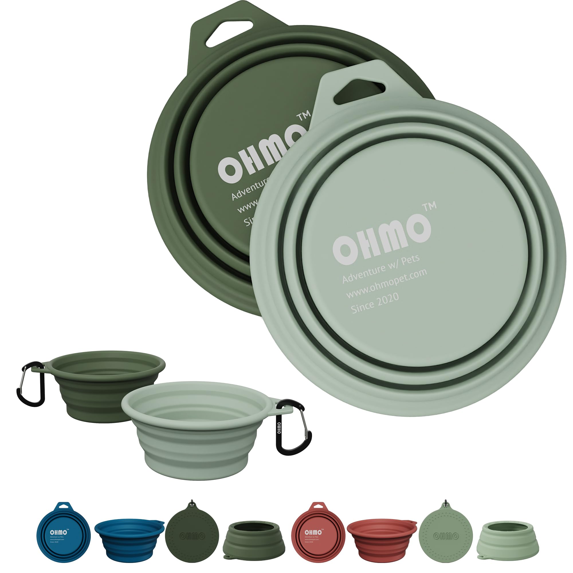 OHMO Collapsible Dog Bowl, (2 Pack 400ml) Premium Silicone Pet Water Bowls for Cats & Dogs, Portable Dog Travel Bowls Foldable for Outdoor Camping Hiking — image 1