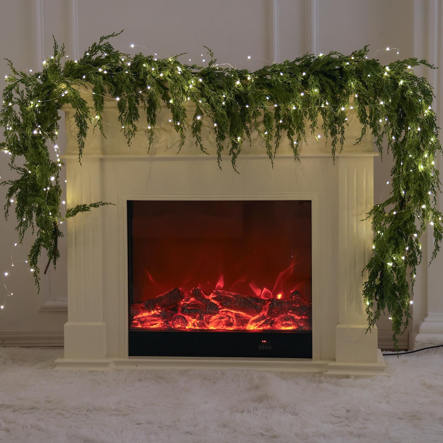 Guirlande de Noël avec guirlande lumineuse MISSPIN anti-perte d'aiguilles de pin
