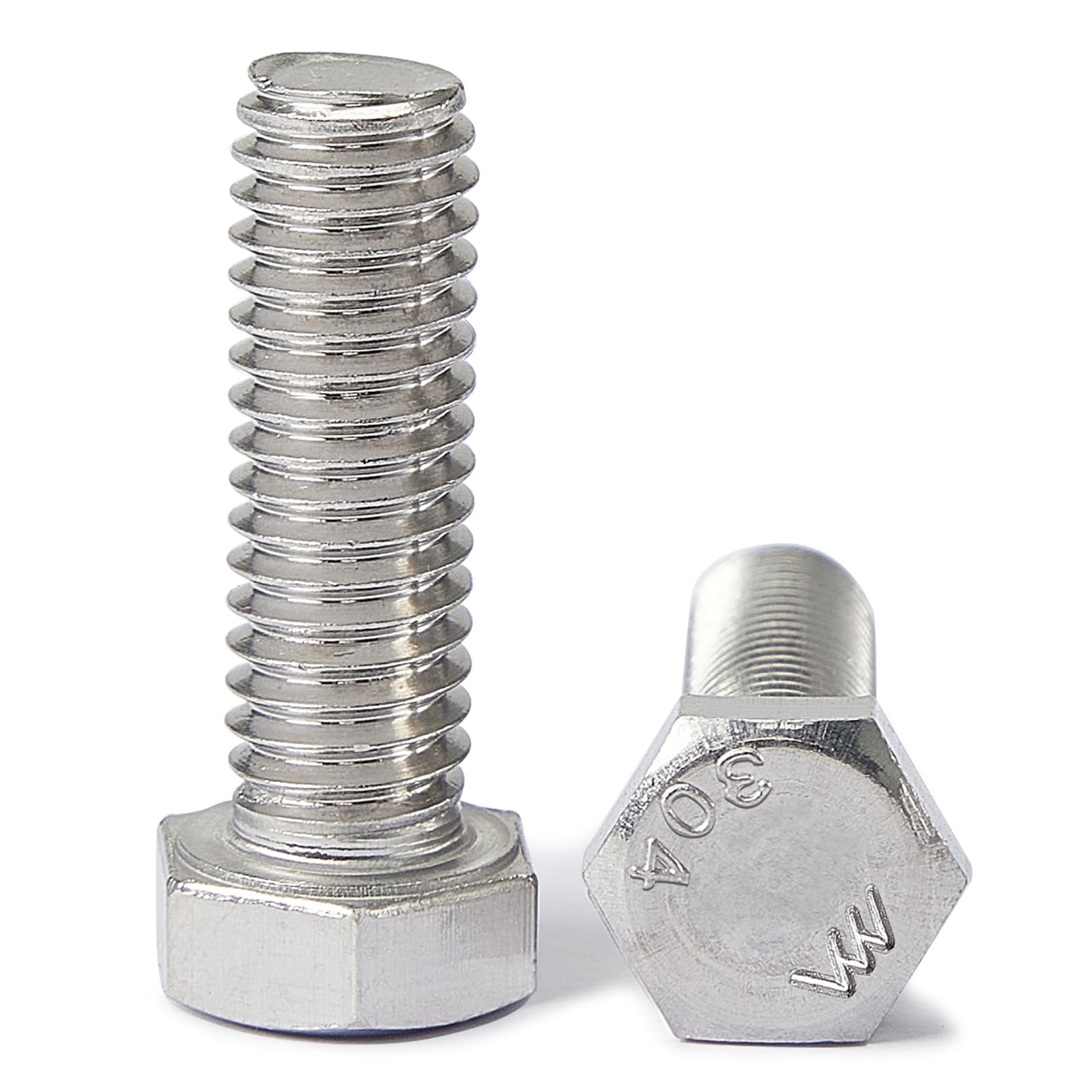 1/4-20 x 2-3/4" Hex Head Bolts Screws, Stainless Steel 304, Bright Finish, Fully Threaded, Hexagon Head Bolts, Quantity 10