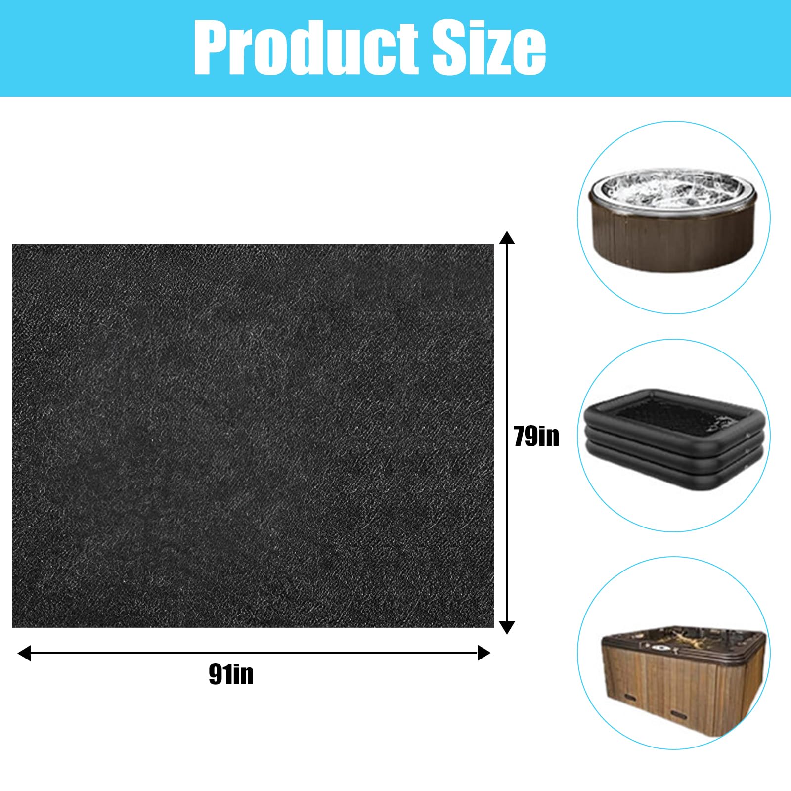 Alfombrilla Antideslizante Impermeable para bañera de hidromasaje, Reutilizable, Protector para el Suelo de la bañera de hidromasaje, Lavable Alfombra para Piscina (Cuadrado, 231 x 201 cm)