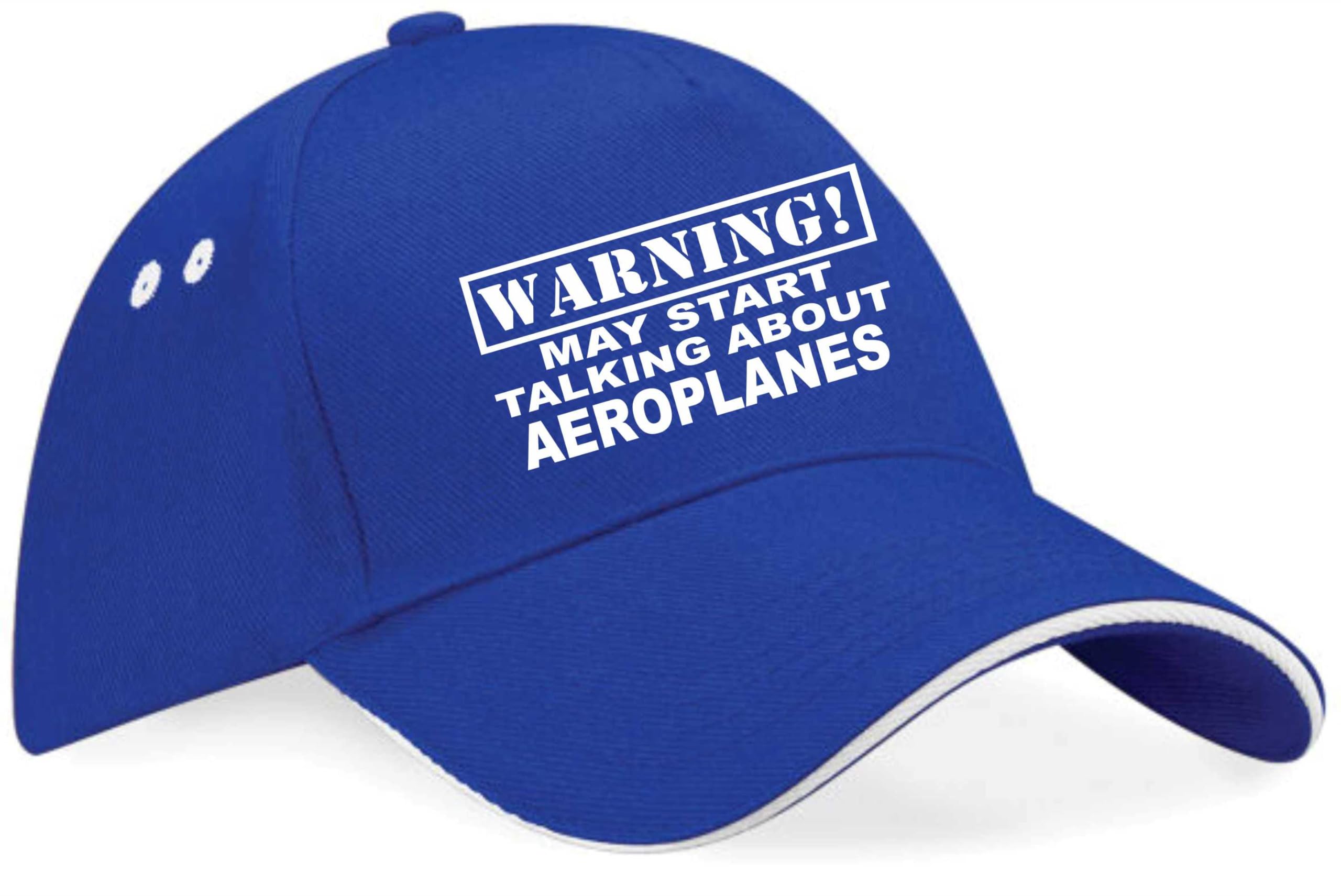 Print4u Unisex Blue Warning May Talk About Aeroplanes Baseball Cap Hobby Gift Men & Ladies