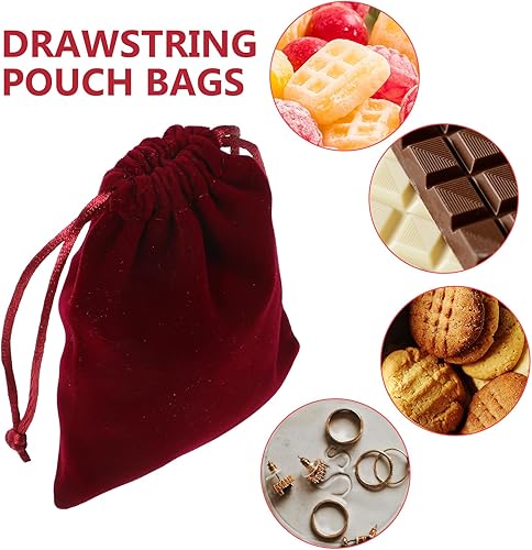 Miniatura 3 de 10 bolsas de regalo de terciopelo con cordón de 3.5x4.7 in reutilizables para dulces, bodas, fiestas, recuerdos de San Valentín, rojo