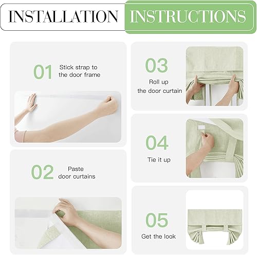 Miniatura 10 de KGORGE Cortinas de puerta francesa para ventana de puerta de cristal, persianas de puerta francesa 100% opacas texturizadas, cortina autoadhesiva