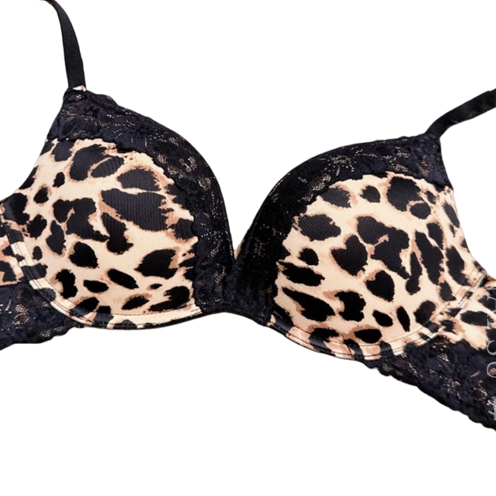Reggiseno Donna con Ferretto Set da 3 Pezzi Pizzo Push Up Intimo Imbottito Sostegno Comodo Quotidiano Nero Maculato
