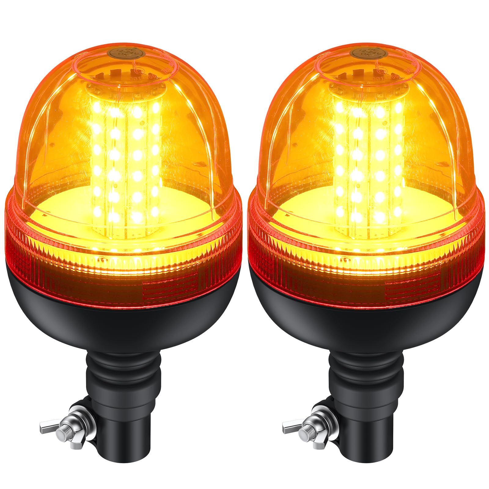 AUTOUTLET 2X Rundumleuchte, 60 LED Warnleuchten Amber Rundumkennleuchte Blinkleuchte 12V/24V, mit 3 Beleuchtungsmodi, R10 E9 Straßenverkehr Zulassung, Wasserdicht Staubdicht, für Traktor LKW PKW