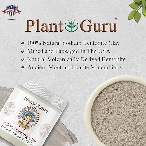 Miniatura 7 de Plant Guru Arcilla curativa india de 1 libra, polvo de arcilla de bentonita de sodio 100% natural, máscara facial y corporal de limpieza profunda de