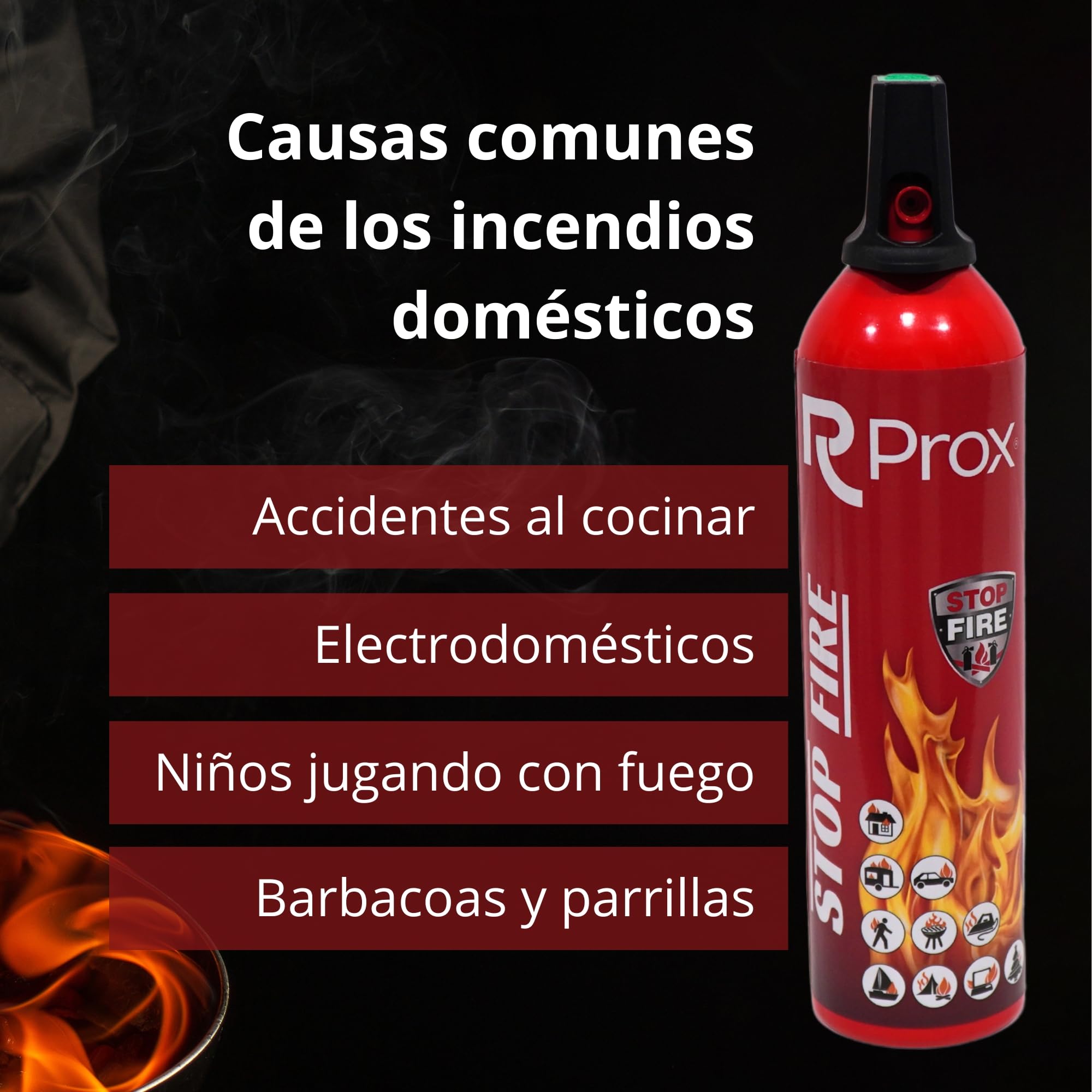 Stop Fire Extincteur d'incendie en spray multi-usages Rouge 750 mm