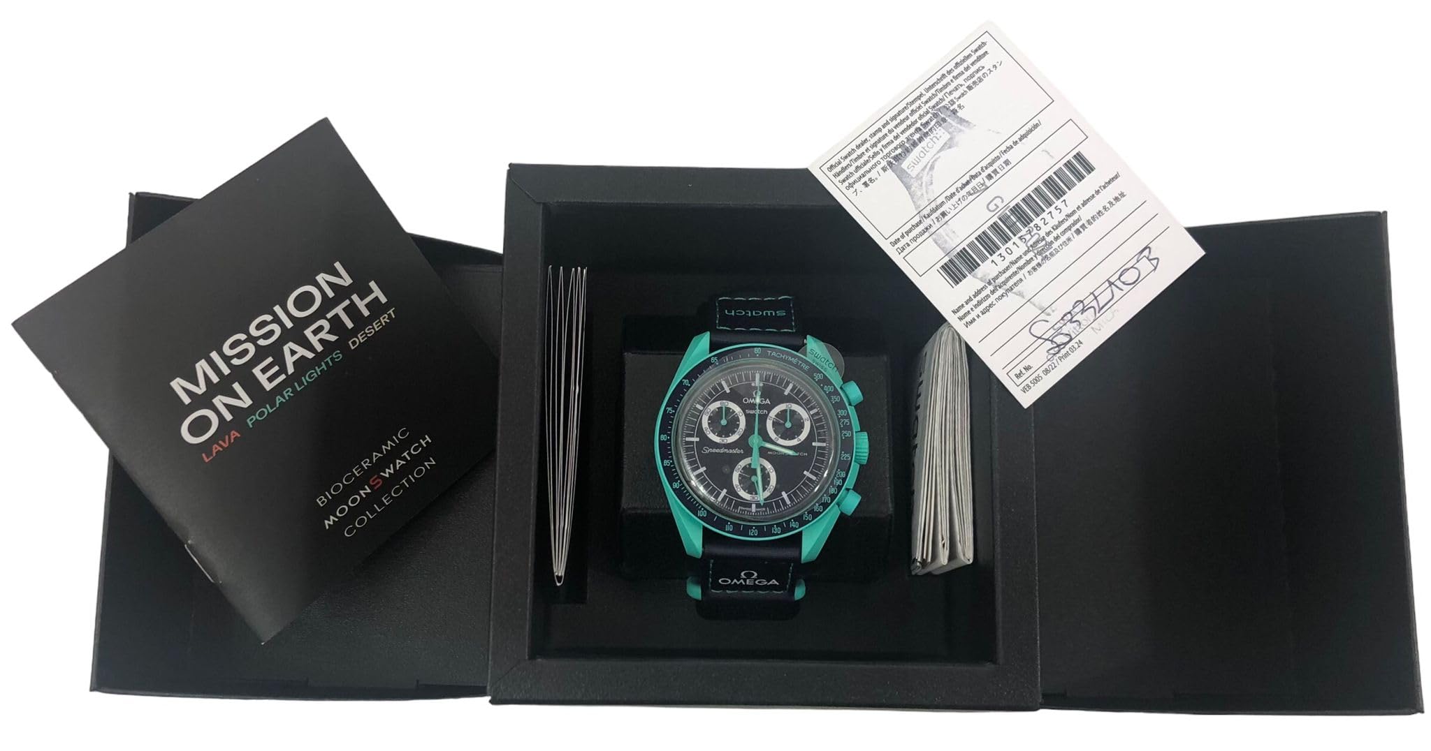 Swatch Reloj de pulsera Moonswatch Omega x Misión a la Tierra Luces Polares en Biocerámica