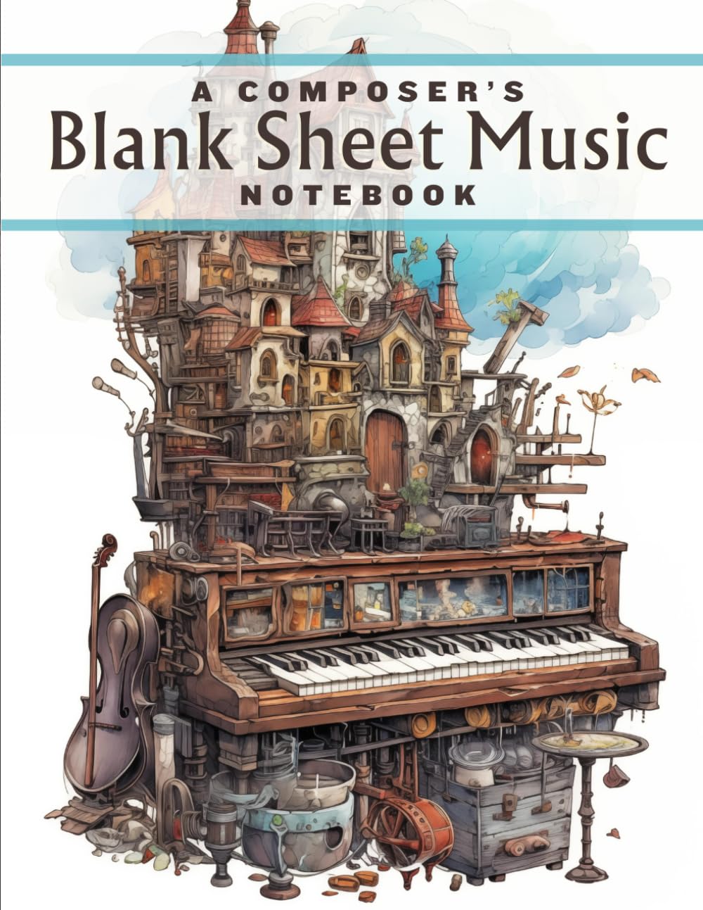 Cahier de musique pour compositeur avec 10 portées par page format notebook