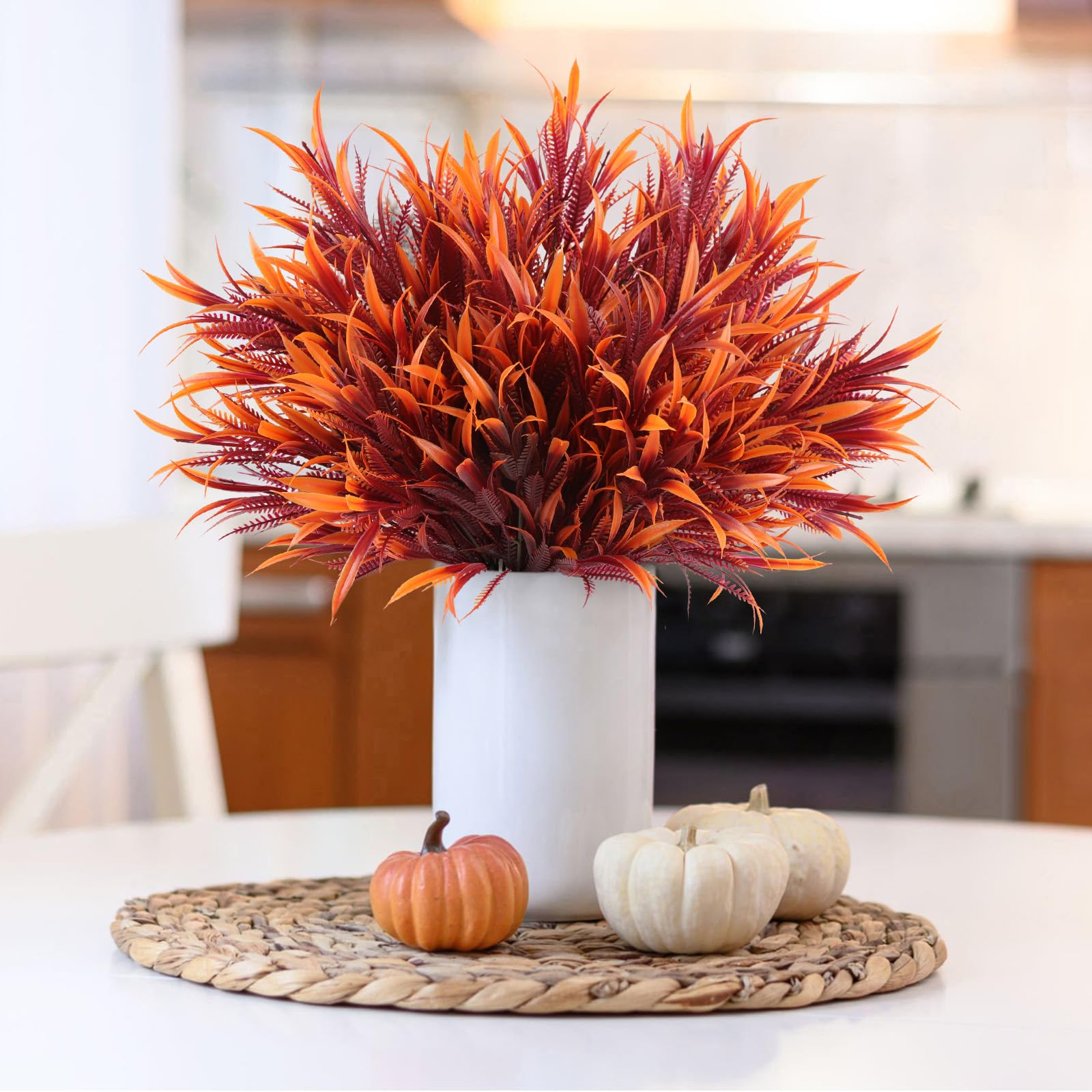 N&T NIETING Fall Artificial Plants Outdoor, 8 Bundles Fake Ferns No Fade Faux Autumn Plants - Image 3
