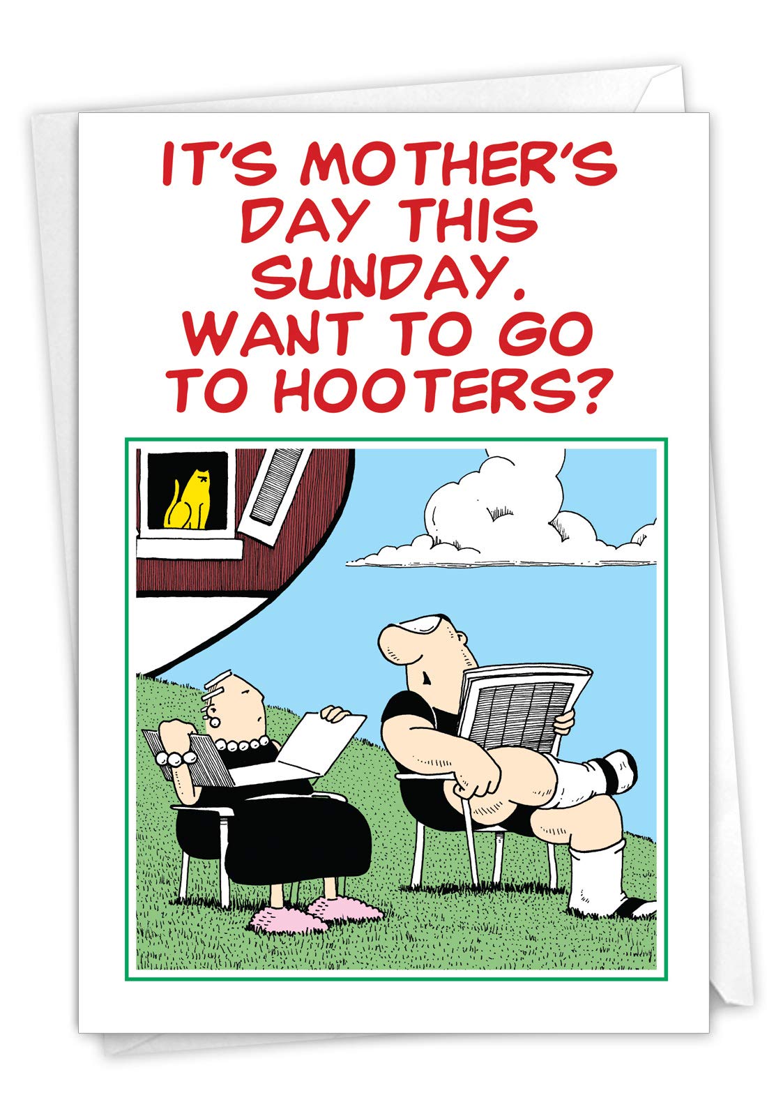 NobleWorksNobleWorks 0201 'Go To Hooters' - Funny Mother's Day Greeting Card with 5" x 7" Envelope