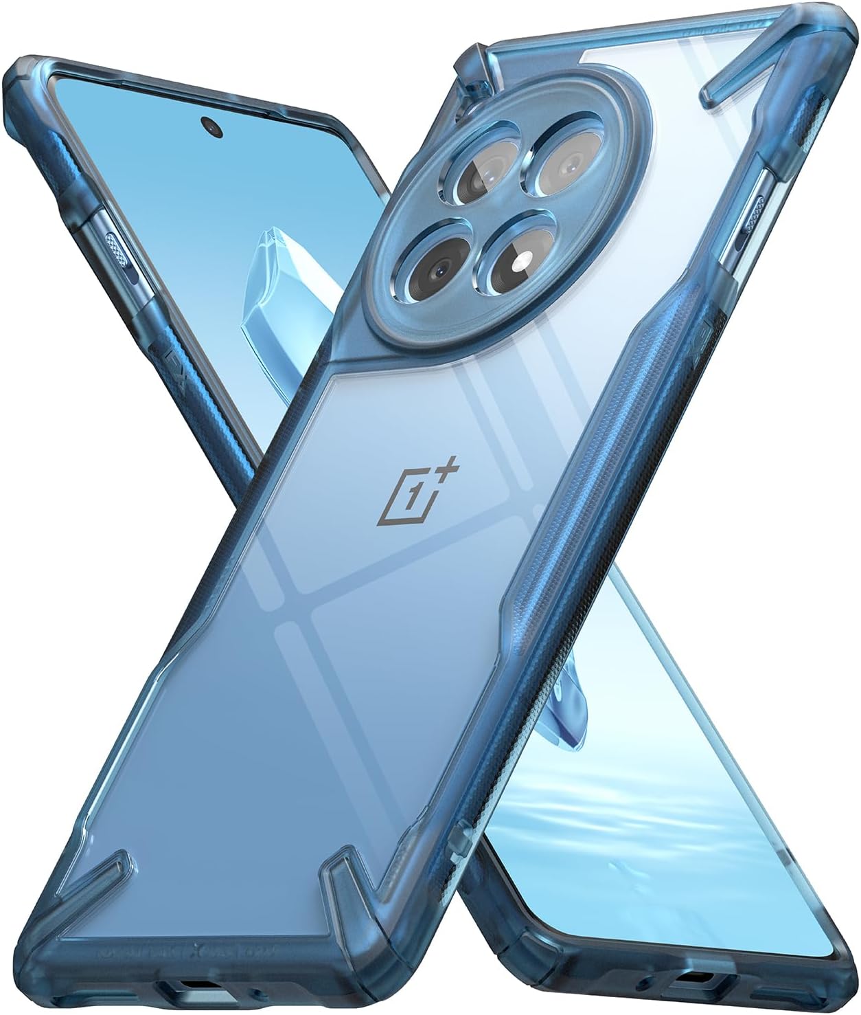 Ringke Fusion-X [Precise Cutouts for Camera Lenses] Compatible with OnePlus 12R Case, Augmented Bumper Clear Hard Back Heavy Duty Shockproof Protective Cover - Space Blue