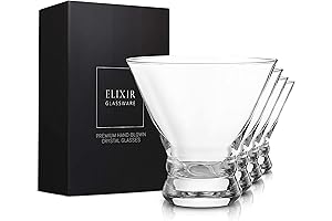Elixir Glassware Stemless Martini Glasses Set of 4 with Luxe Chilling Stones