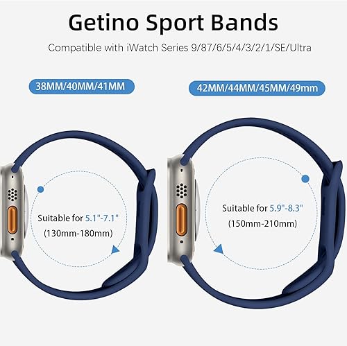 Miniatura 7 de Getino Compatible con Apple Watch Band de 1.575 in 1.496 in 1.614 in 1.732 in 1.772 in 1.929 in 1.654 in para mujeres y hombres, iWatch SE Ultra