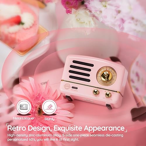 Miniatura 10 de Muzen - Altavoz Bluetooth OTR, portátil, inalámbrico, vintage, con sonido nítido, altavoces Bluetooth con radio FM, para el hogar, oficina y
