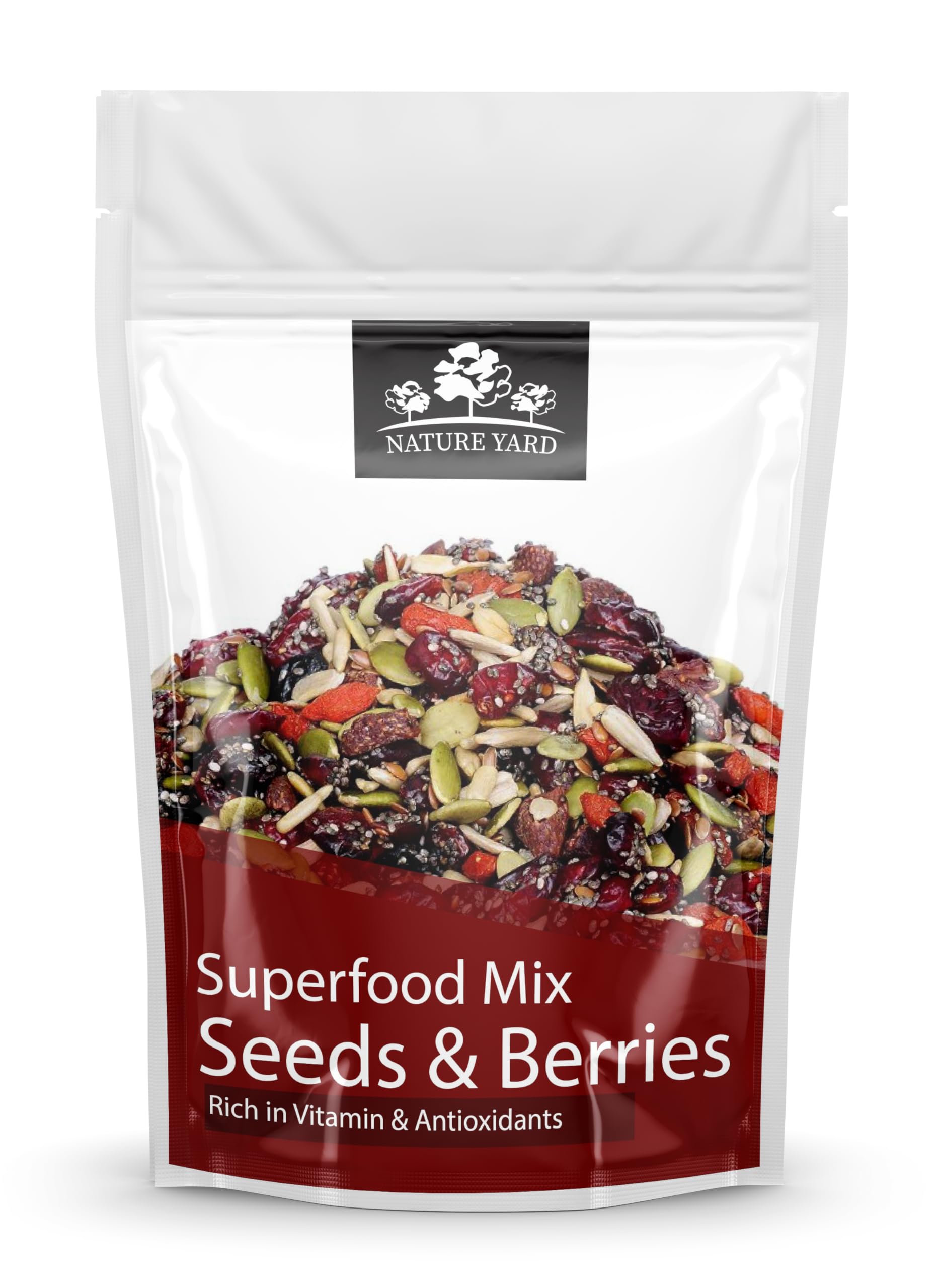 NATURE YARD Superfood Mix | High Protein Seeds & Berries Mix of Pumpkin, Sunflower Seed, Black Raisins, Cranberries, Blueberries, Goji Berry | A Super Healthy Snack, with Good Source of Fibre, Non-Salted, Diet Snacks (1 kg, Unflavoured)-image-25
