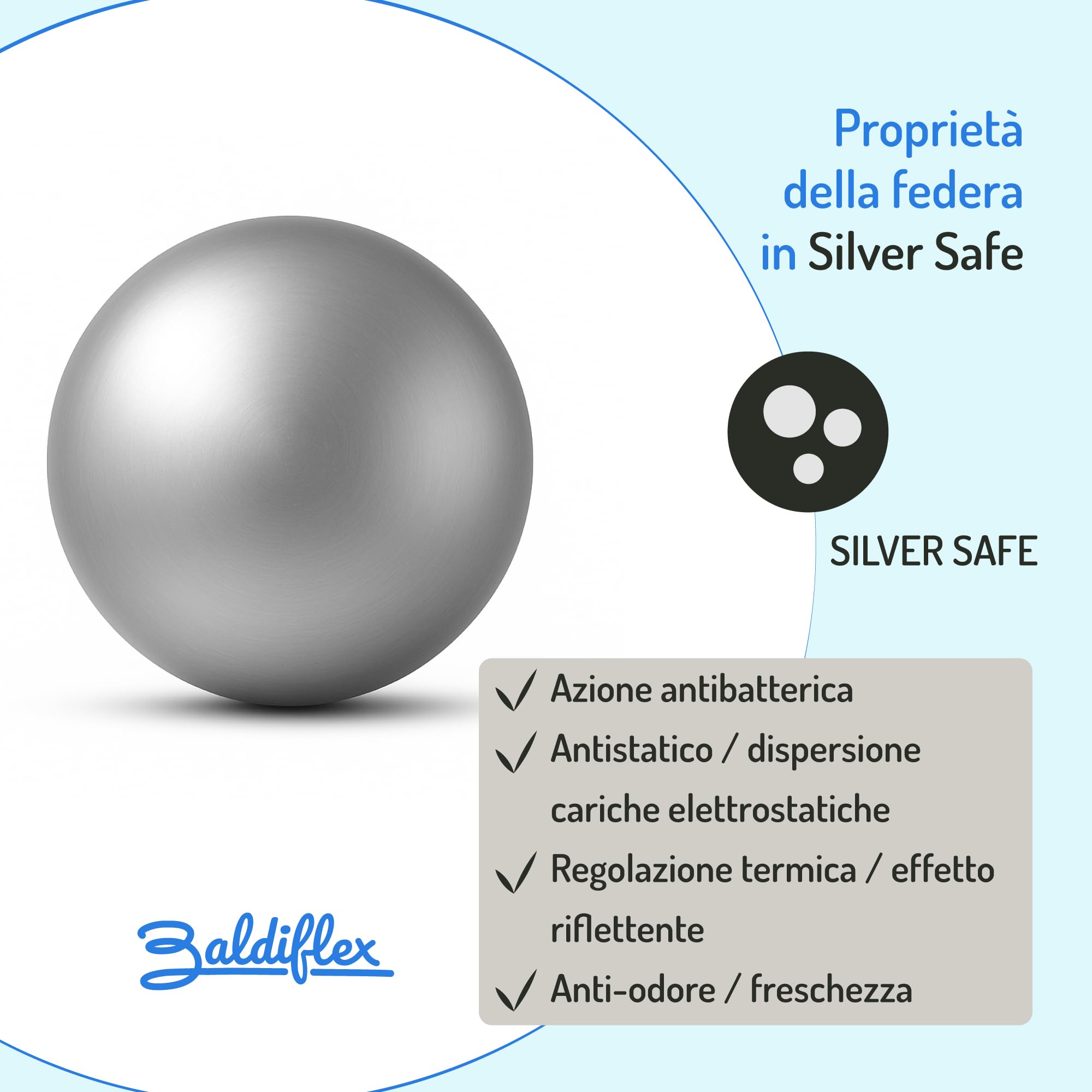 Baldiflex - Coppia di Cuscini in Memory Foam - Modello Saponetta - Fodera in Silver Safe