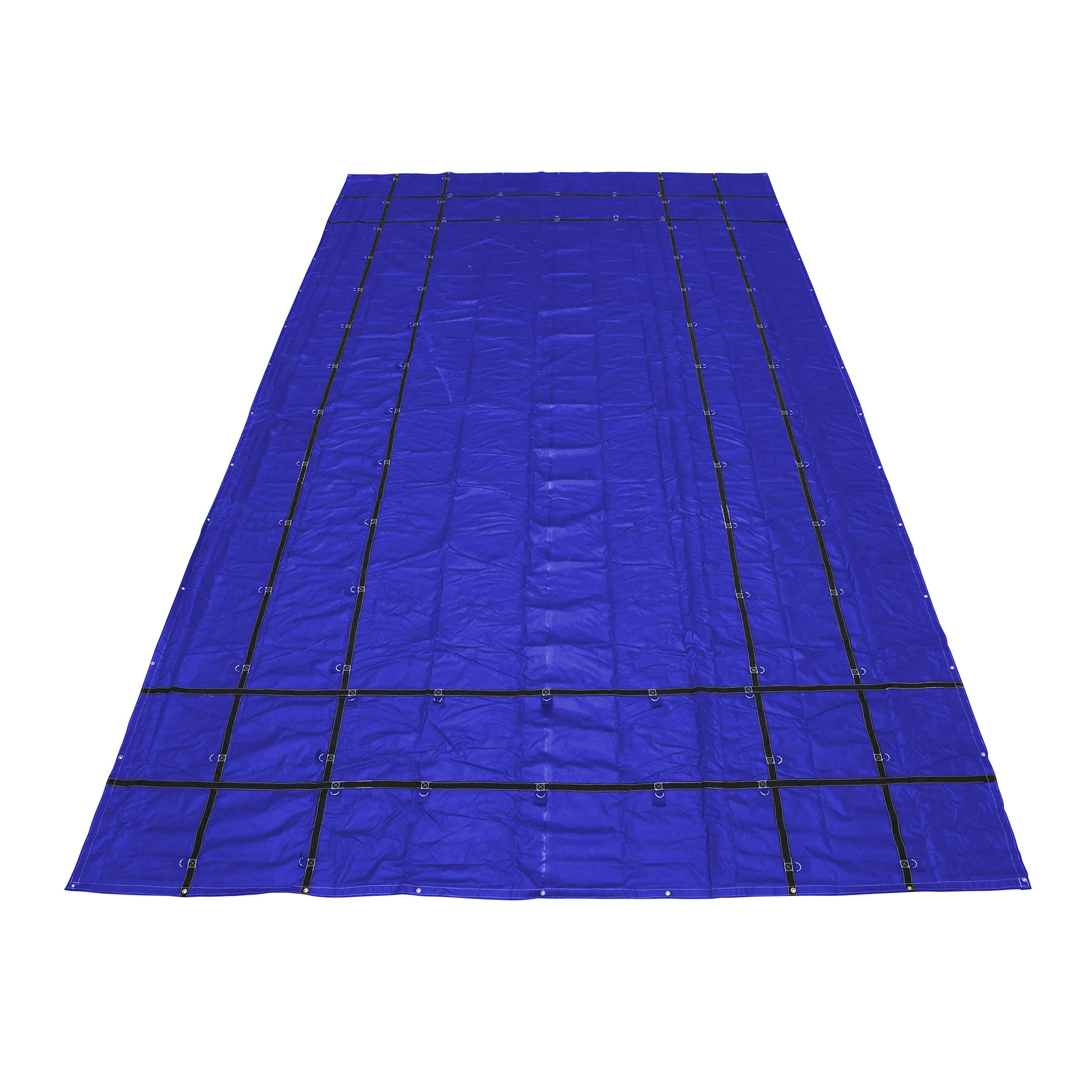 US Cargo Control Heavy-Duty Steel Tarp - 16 Foot x 27 Foot Flatbed Tarp - Blue 18 Ounce PVC-Coated Polyester Waterproof Material - Protects Your Flatbed Trailer Cargo from Wind, Snow, Rain, and Sun
