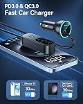 Rocoren 105W Chargeur automobile total USB C, PD 35W & QC3.0 30W Super charge rapide, 6-Port Adaptateur de voiture pour les voyages en famille, USB Chargeur de voiture 5FT Câble pour iPhone 15, iPad Pro, Samsung S23