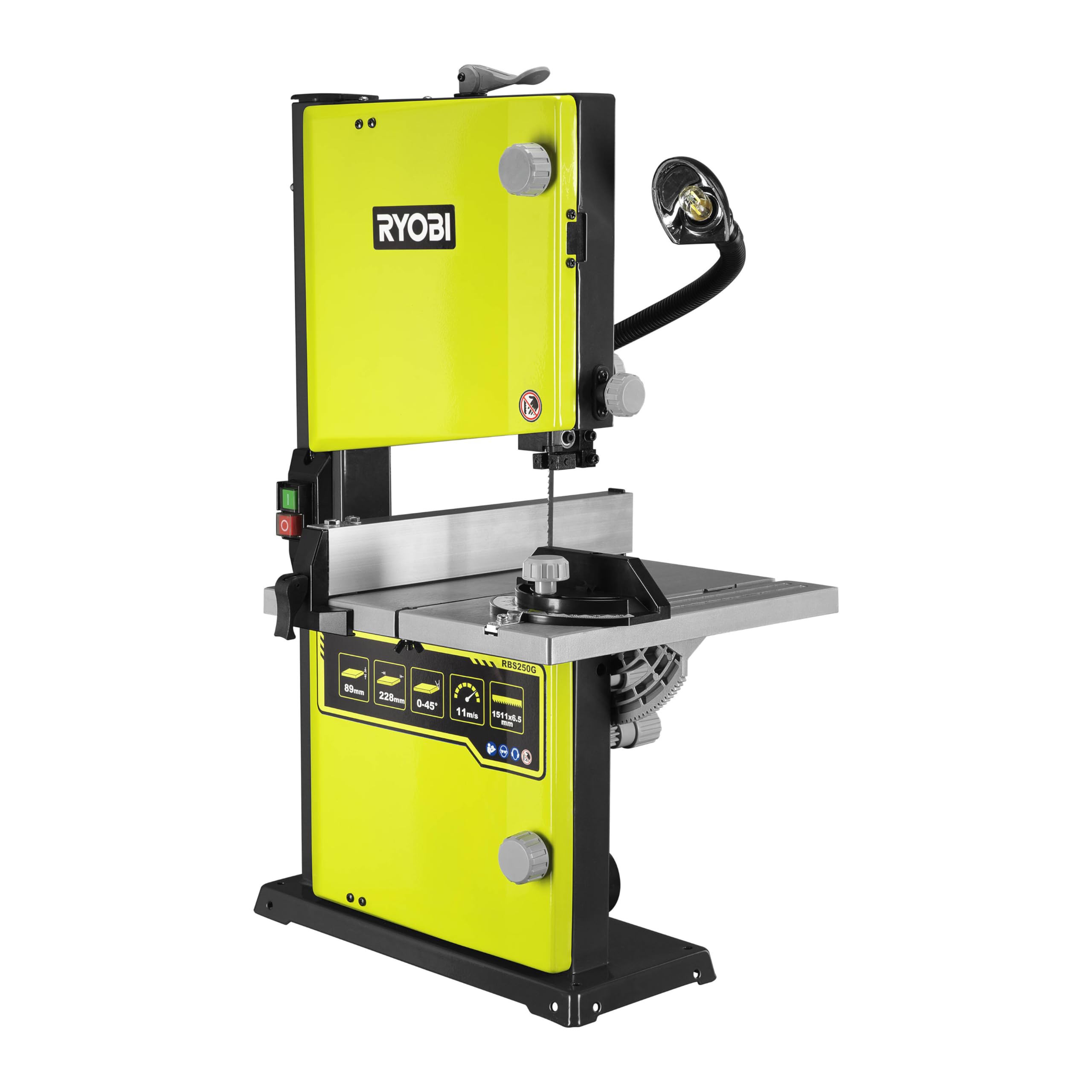 RYOBI Scie à Ruban RBS250G 350W Col de Cygne 230mm Table Inclinable