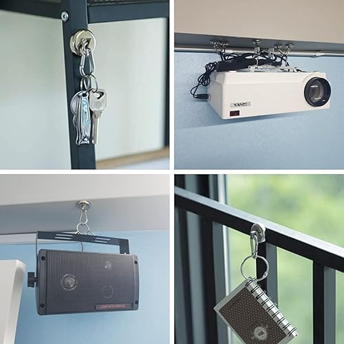 Miniatura 6 de Ganchos magnéticos de neodimio de 100 libras, resistentes con mosquetón giratorio, perfectos para refrigerador, parrilla, cocina, almacén, oficina,