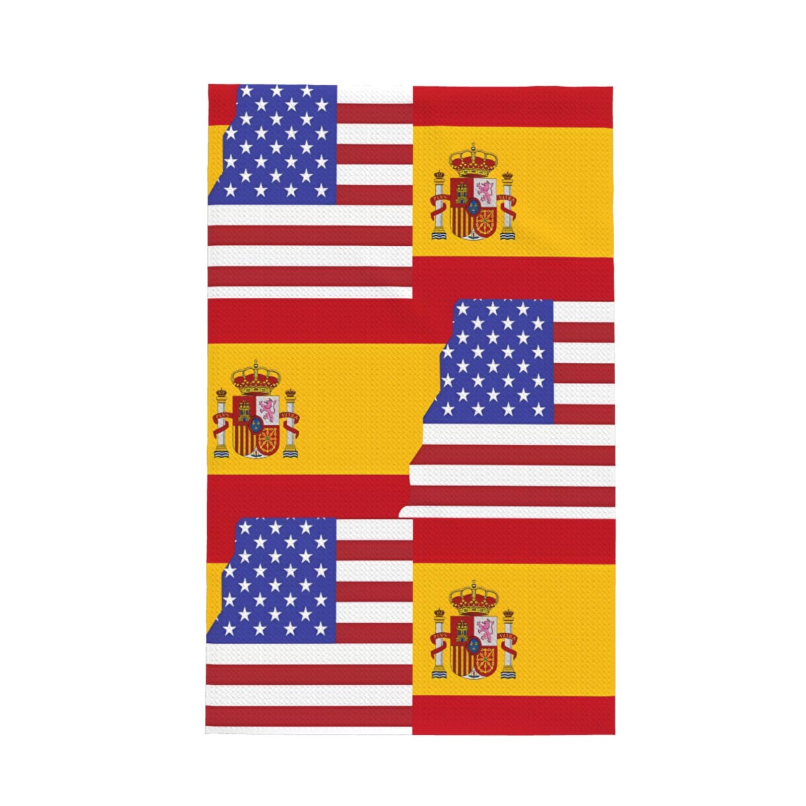 SXZVVBN American Spain Flag Super Absorbent Microfibre Waffle Towels Fast Drying Dish Cloths Home Cafe Barista