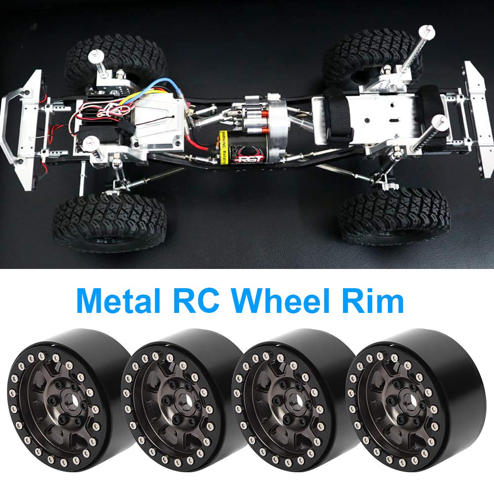 Ulepszony metalowy zestaw felg 4 szt. Wysoka precyzja Trwałe dopasowanie do RGT 86100 1/10 RC Car Srebrny Czarny Tytan (Titanium color R86083T)