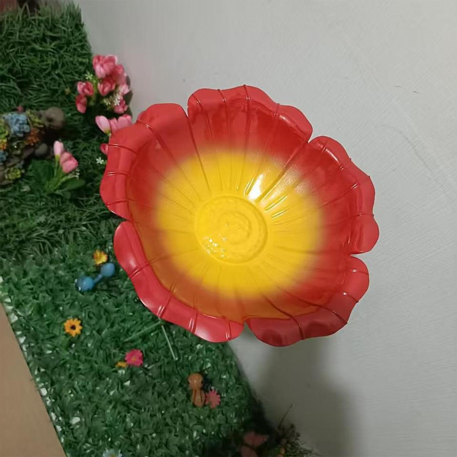 Vogeltränke für den Außenbereich, Metallpfahl in Blumenform, Wassertränke für Wildvögel, dekorative Tränke für Bienen | für Hinterhof, Terrasse, , Rasenteil