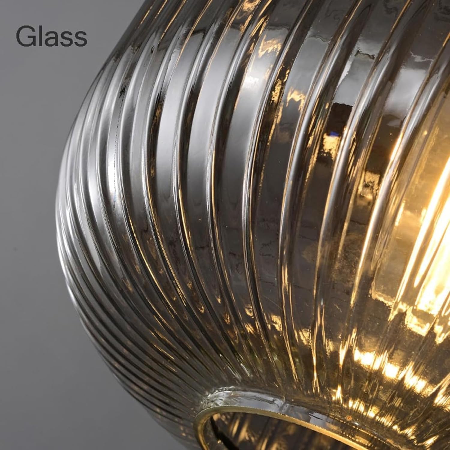 Modern Black Ribbed Glass Bedside Pendant Light Mid Century Nordic Farmhouse Kitchen Island Hanging Lamp Minimalist Dining Room Chandelier for Living Office Bar Counter Study