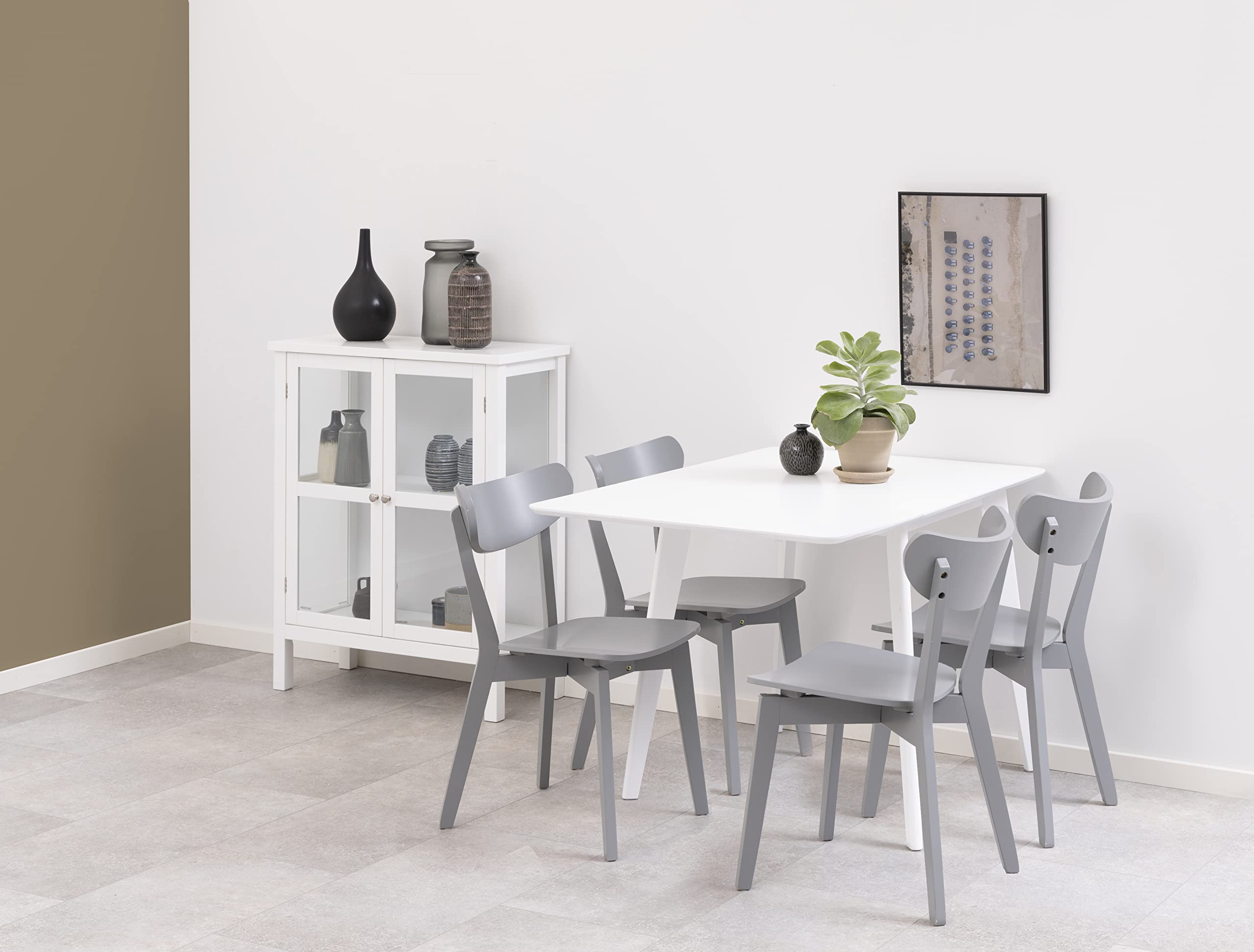 AC Design Furniture Roxanne Esstisch für 4 Personen in Weiß, Ausziehbarer Küchentisch Weiß, Moderner Retro Stil für Esszimmer, Esstisch Eckig, B: 80/120 x H: 76 x T: 80 cm