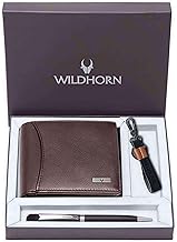 WildHorn Gift Hamper for Men I RFID Protected Leather Wallet, Keychain & Pen Combo Gift Set I Gift for Friend, Boyfriend,Husband,Father, Son etc (Brown M)