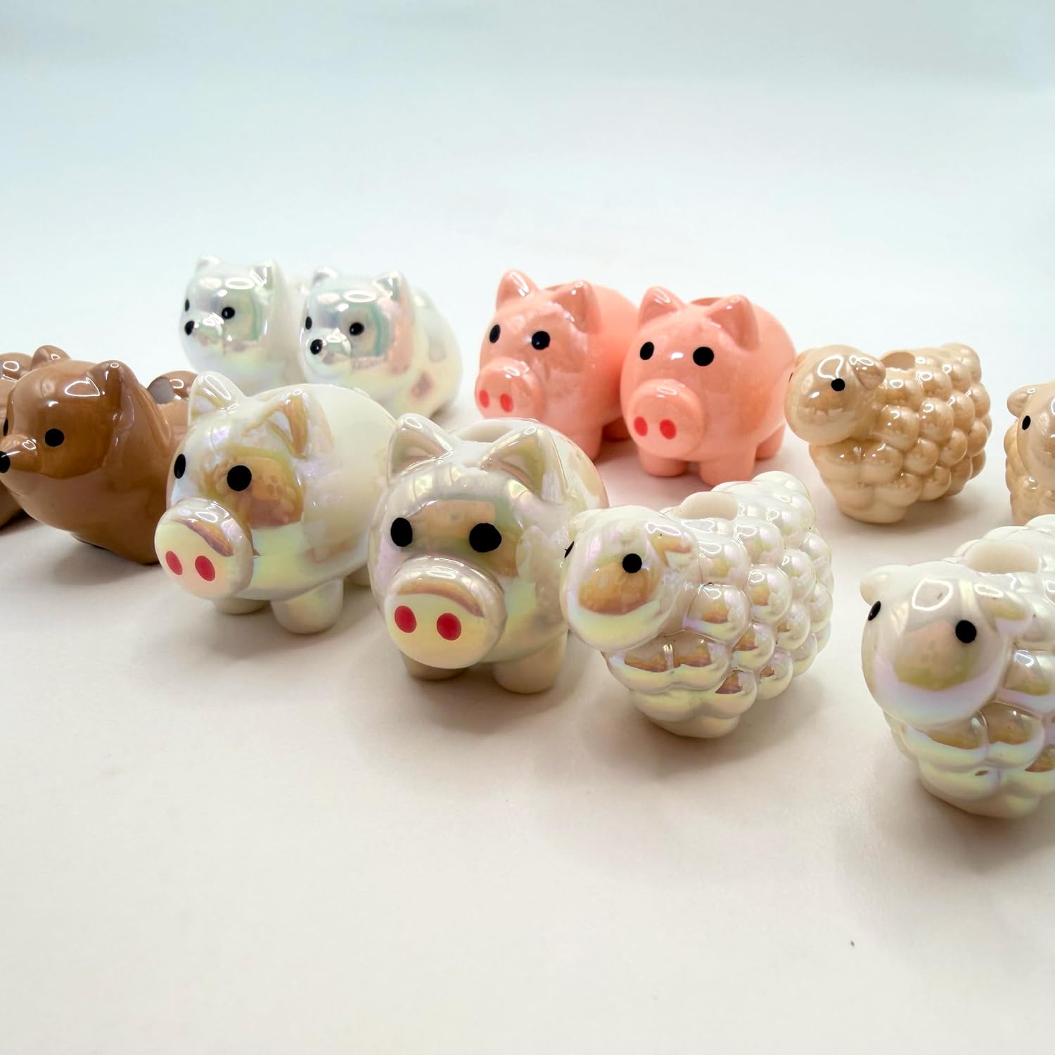 – Farm Friends Series - Personalisation Beads for Hoodie Cord - Pearlescent and Cute Design - Unisex Streetwear Accessory