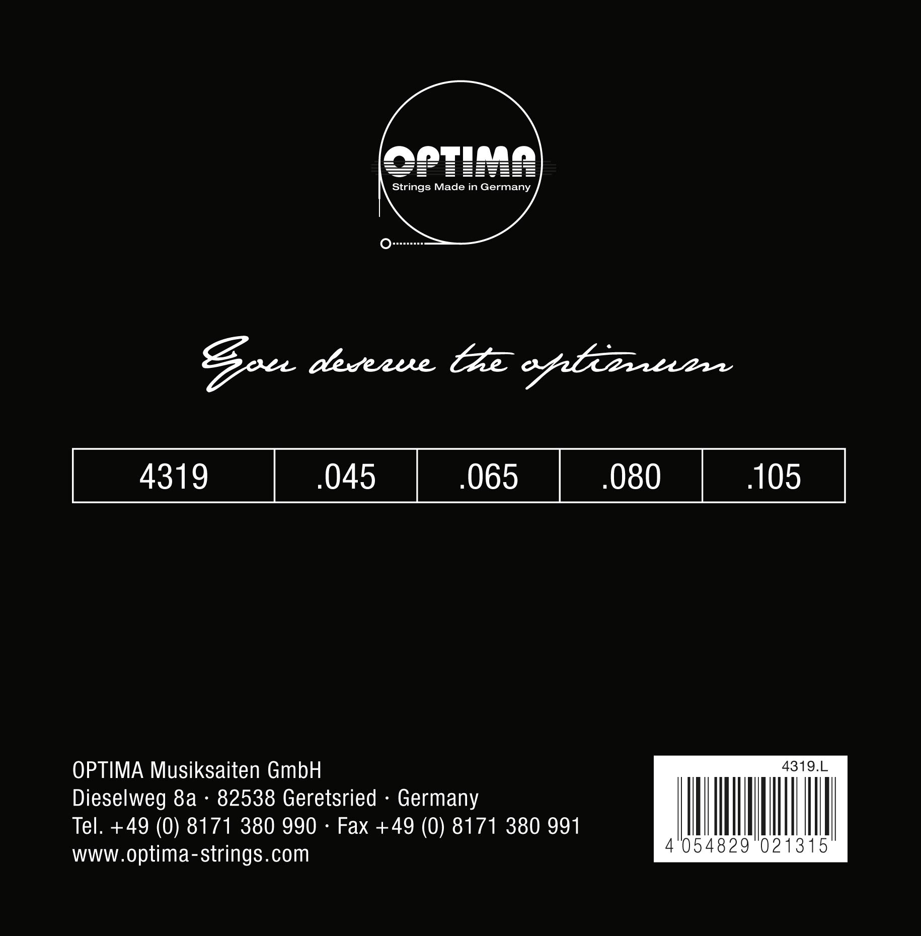 Optima Corde per basso elettrico al cromo Corde con avvolgimento rotondo a scala lunga Set 4 corde med-light 4319ML