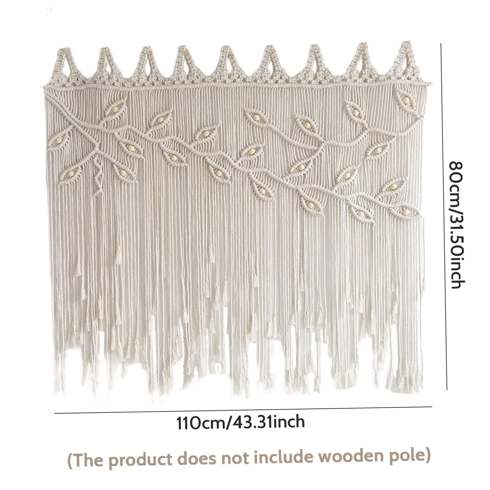 Tenda per porta Boho, Tende Boho Modello a foglie Tende in macramè con perline 43x31, 5 pollici Tenda decorativa da appendere in cotone bohémien per porte e finestre, arredamento bohémien